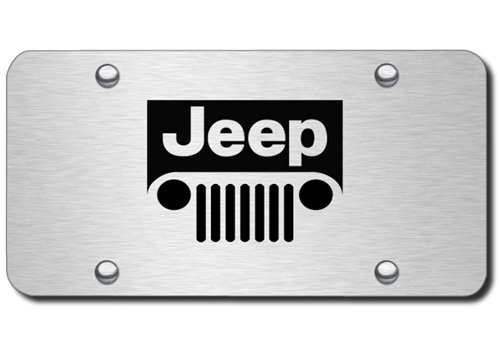 Au-Tomotive Gold JEEP Grille Emblem Brushed License Plate